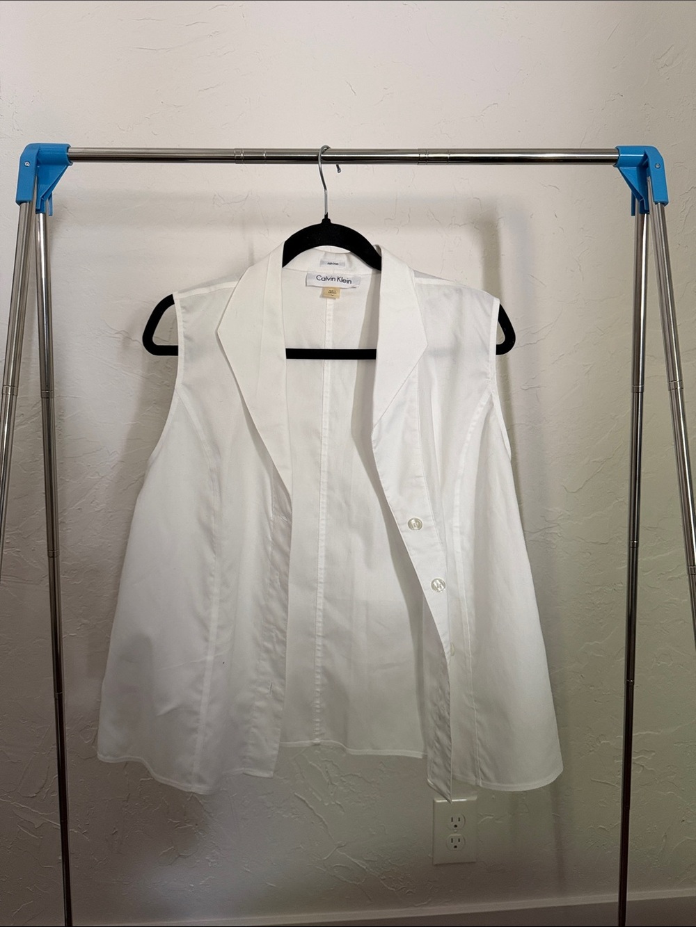 Calvin Klein White Sleeveless Blazer Top